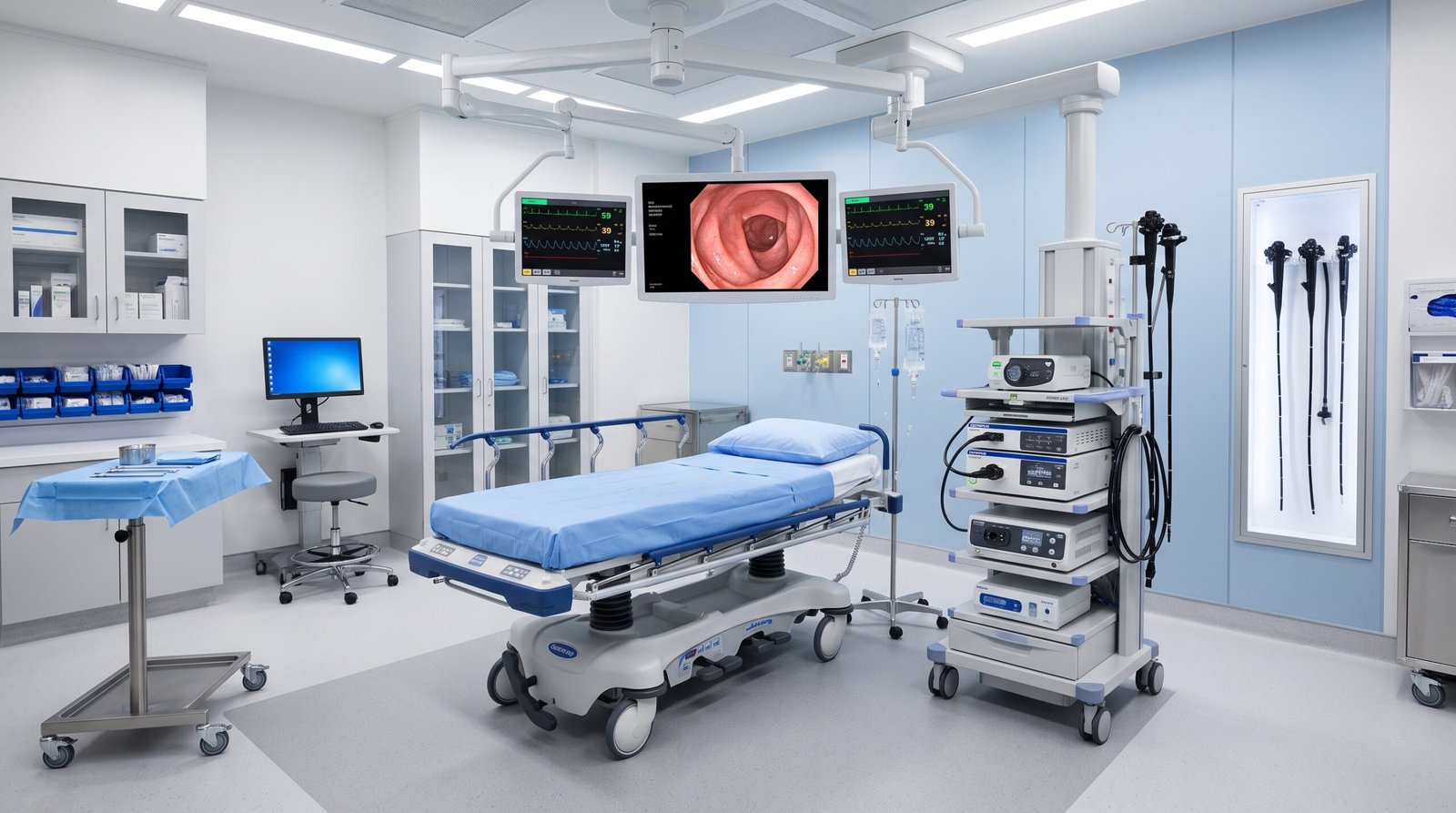 Modern gastroenterology and endoscopy procedure room